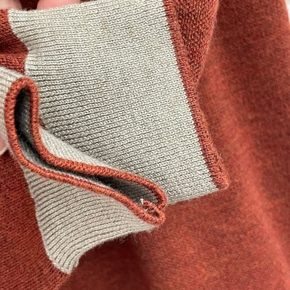 Garnet Clothiers Men Orange Rust merino Wool Quarter Zip Sweater Sueded Medium - Picture 7 of 12